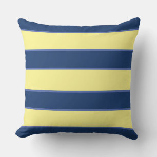 Blue Navy Yellow Nautical coastal modern stripes Outdoor Pillow