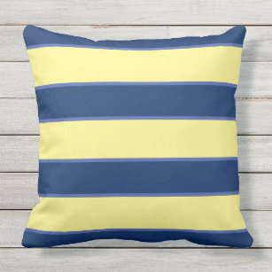 Outdoor Pillows with Insert Navy and Yellow Stripe Patio Accent Throw –  Fabritones