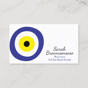 Blue Navy Yellow Spiritual Evil Eye Bead Amulet Business Card