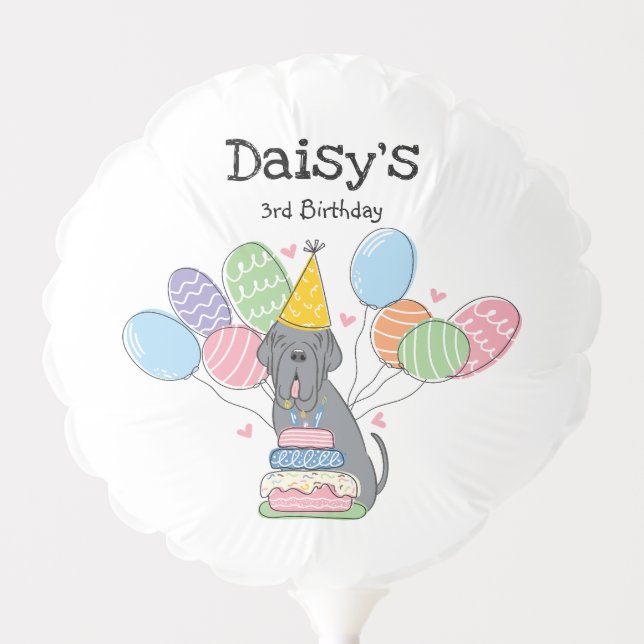 Blue Neapolitan Mastiff Dog Birthday Party Balloon (Front)