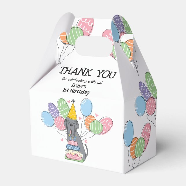 Blue Neapolitan Mastiff Dog Thank You Favor Boxes (Front Side)