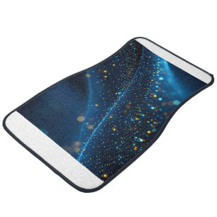 Blue Nebula and Glowing Golden Sparks Fleece Blank Car Floor Mat