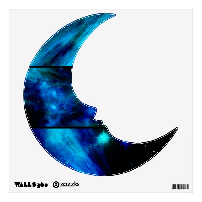 Blue Nebula and Stars Man in the Moon Wall Decal (Front)