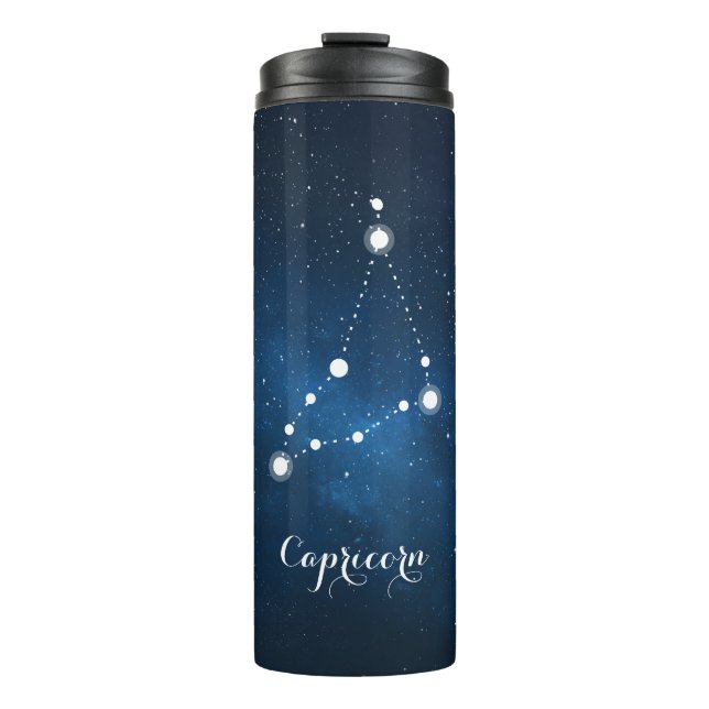 Blue Nebula Capricorn Zodiac Sign Thermal Tumbler (Front)