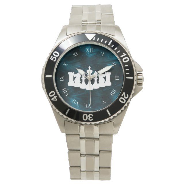Blue Nebula Chess Piece King Watch (Front)
