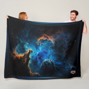 Blue Nebula Clouds AI Concept Art by Xzendor7 Fleece Blanket
