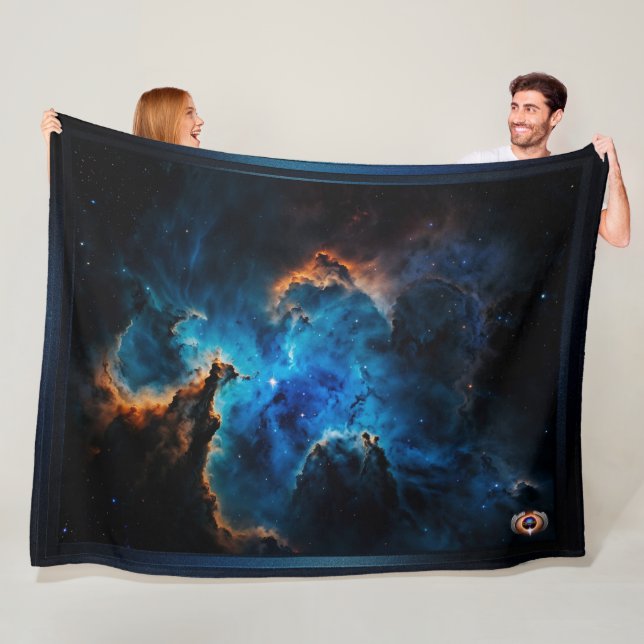 Blue Nebula Clouds AI Concept Art by Xzendor7 Fleece Blanket (In Situ)