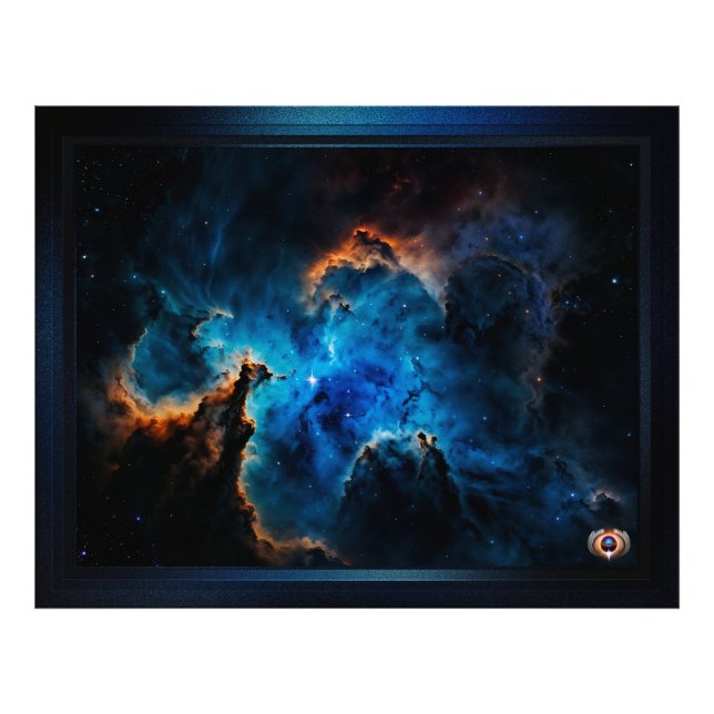 Blue Nebula Clouds AI Concept Art by Xzendor7 Photo Print (Front)