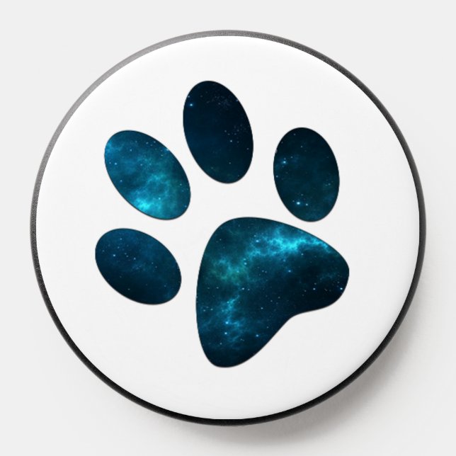 blue nebula dog paw print on white Pet Lover  PopSocket (Popsocket)