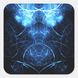 Blue Nebula Energy Fractal Art Square Sticker