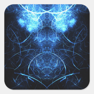 Blue Nebula Energy Fractal Art Square Sticker