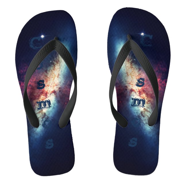 Blue Nebula Galaxy Space Cosmos Flip Flops (Footbed)