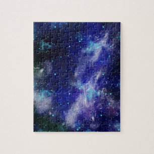 Blue Nebula Galaxy Watercolor Jigsaw Puzzle