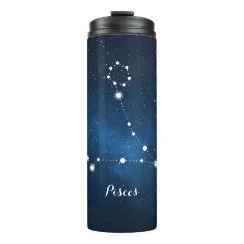 Blue Nebula Pisces Zodiac Sign Thermal Tumbler