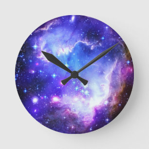Blue Nebula Round Clock