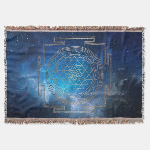 Blue Nebula Sri Yantra _ Blanket