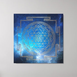 Blue Nebula Sri Yantra - Wrapped Canvas Print