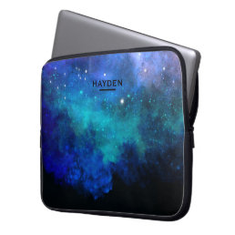 Blue Nebulous Cool Galaxy Personalised Laptop Sleeve