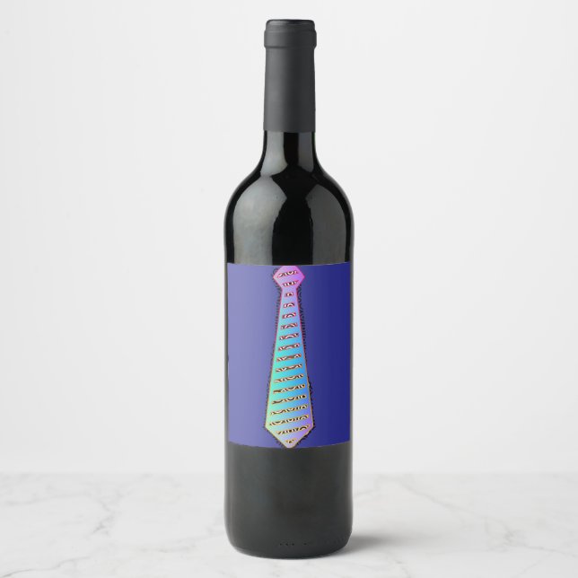 Blue Necktie Design Wine Label (Front)
