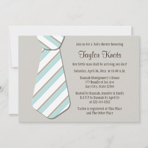 Blue Necktie Little Man Baby Shower Invitations