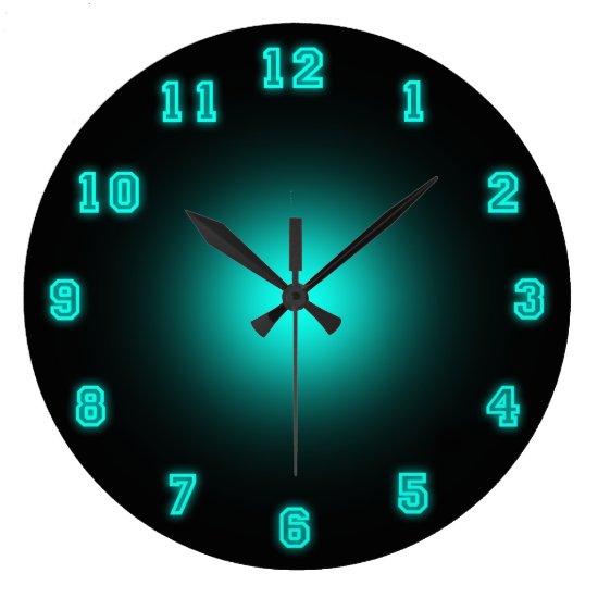 Blue Neon 10.75" Large Clock