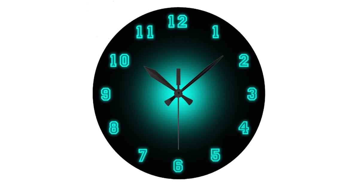 Blue Neon 10.75" Large Clock