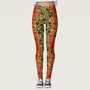 Blue Neon Abstract Line Art Trendy Red Leggings