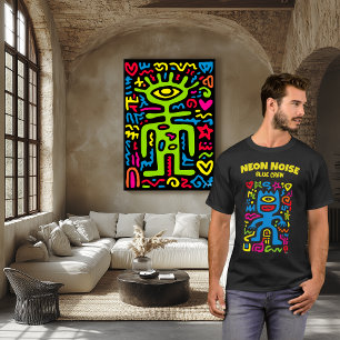 Blue Neon Alien – Funky One-Eyed Pop Art Character T-Shirt