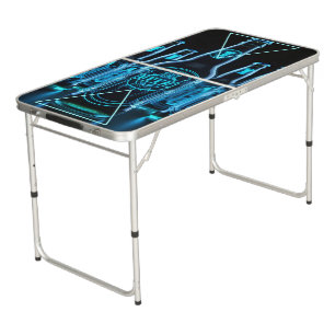 Blue Neon Beer Bottles Pong Table