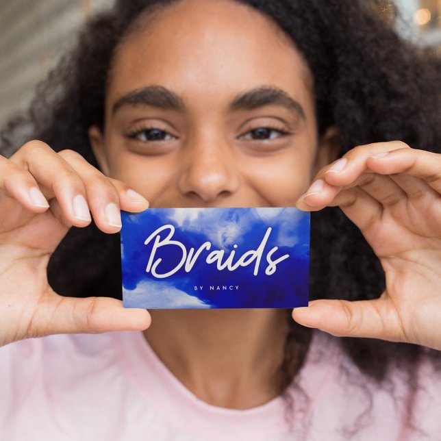 Blue Neon Braids Script  Business Card (Creator Uploaded)