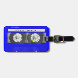 Blue Neon Cassette Tape Luggage Tag