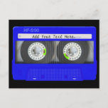 Blue Neon Cassette Tape Postcard at Zazzle