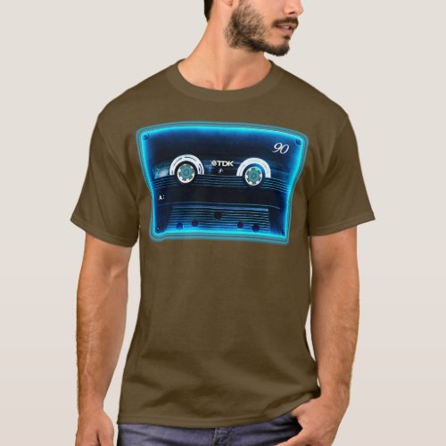 Blue Neon Cassette Tape T_Shirt