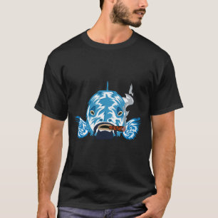 Blue Neon Cheshire Cat Grin Trippy Graphic Men's T T-Shirt