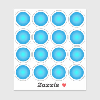 Blue Neon Circle 16 Sticker Set
