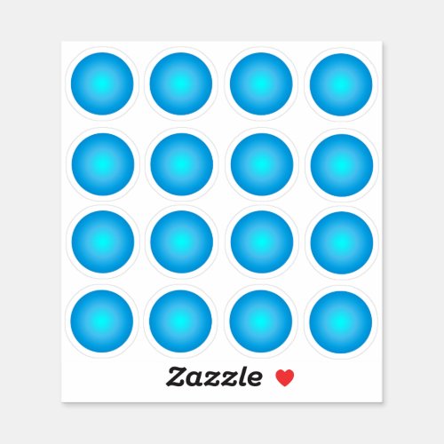 Blue Neon Circle 16 Sticker Set