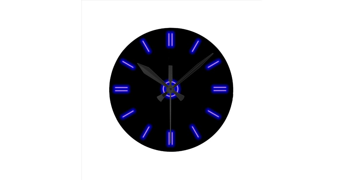 Blue Neon Clock Zazzle