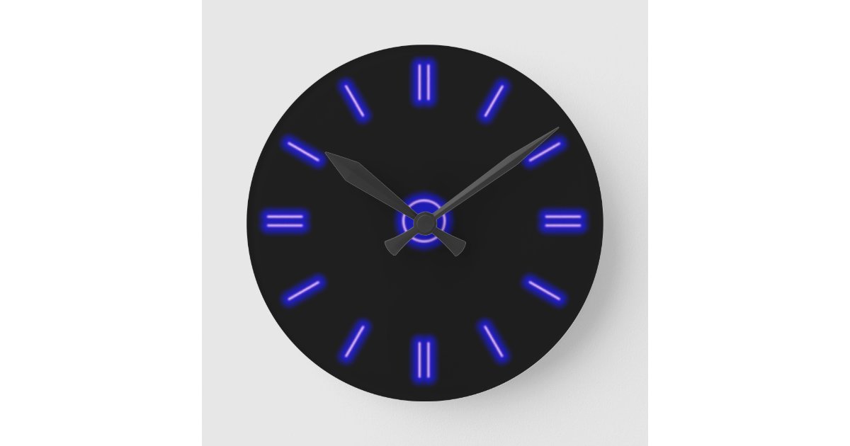 Blue Neon Clock Zazzle