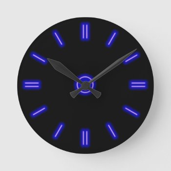 Blue Neon Clock by calroofer at Zazzle