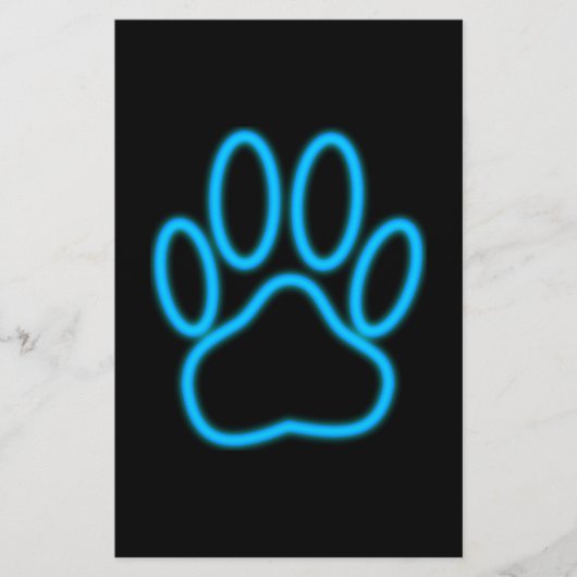 Blue Neon Dog Paw Print (Front)