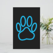Blue Neon Dog Paw Print (Standing Front)
