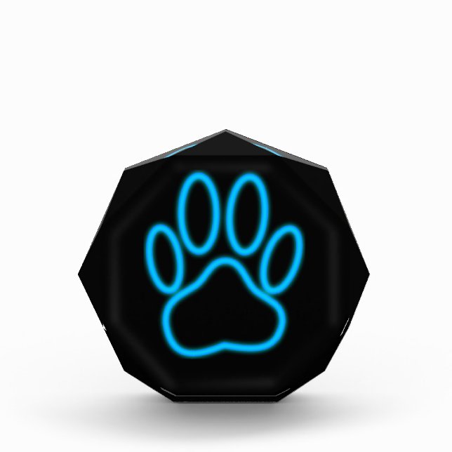 Blue Neon Dog Paw Print Award (Front)