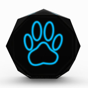 Blue Neon Dog Paw Print Award