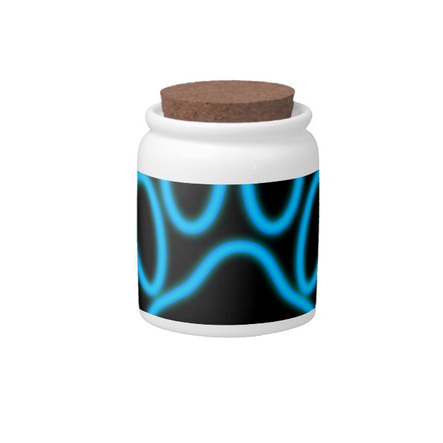 Blue Neon Dog Paw Print Candy Jar (Front)