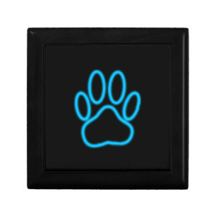Blue Neon Dog Paw Print Gift Box