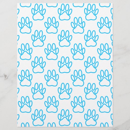 Blue Neon Dog Paw Print Pattern (Front)