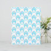 Blue Neon Dog Paw Print Pattern (Standing Front)