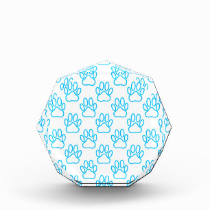 Blue Neon Dog Paw Print Pattern Award