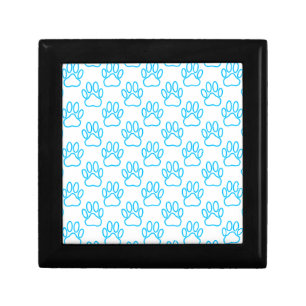 Blue Neon Dog Paw Print Pattern Gift Box