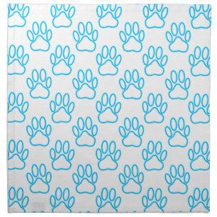 Blue Neon Dog Paw Print Pattern Napkin